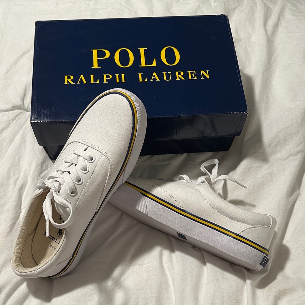 Polo by Ralph Lauren White Sneakers with Yellow Accents